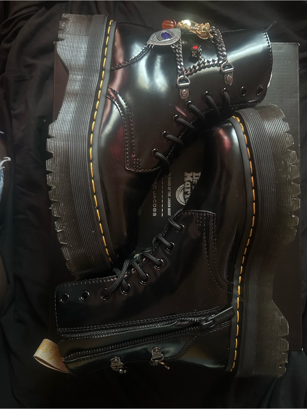 Dr.Marten X Marc Jacobs --Jadon Platform Combat Boots with Charm Chains - Picture 7 of 9